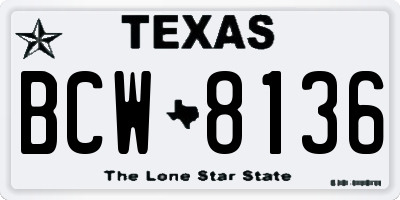 TX license plate BCW8136