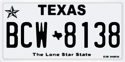 TX license plate BCW8138