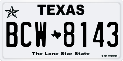 TX license plate BCW8143