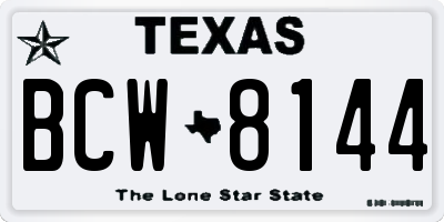 TX license plate BCW8144