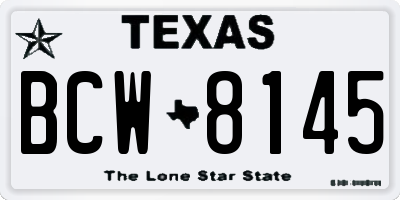 TX license plate BCW8145