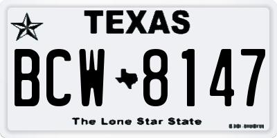 TX license plate BCW8147
