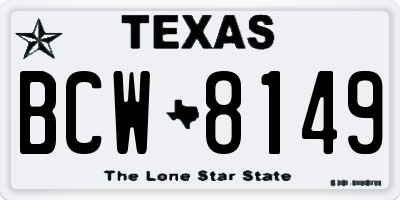 TX license plate BCW8149