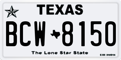 TX license plate BCW8150