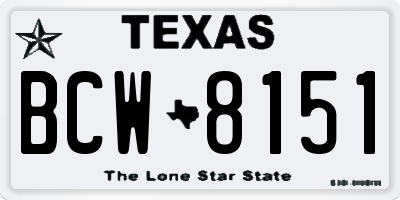 TX license plate BCW8151