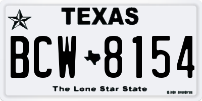 TX license plate BCW8154