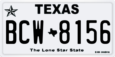 TX license plate BCW8156