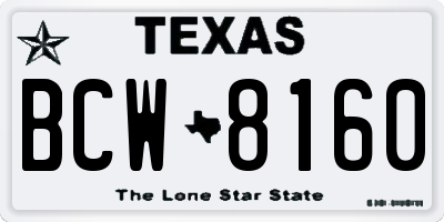 TX license plate BCW8160