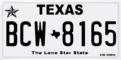 TX license plate BCW8165