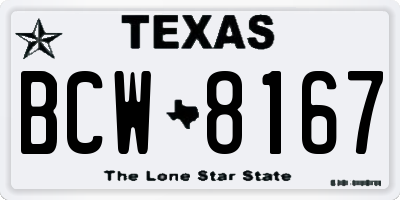 TX license plate BCW8167