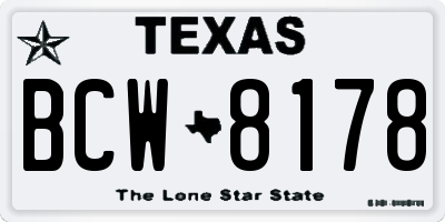 TX license plate BCW8178