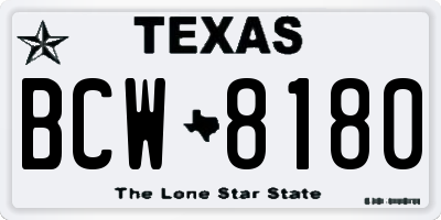 TX license plate BCW8180