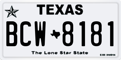 TX license plate BCW8181