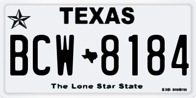 TX license plate BCW8184