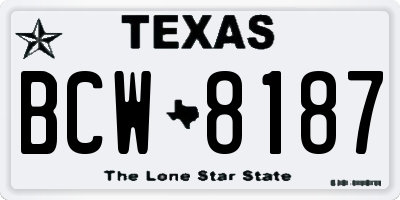 TX license plate BCW8187
