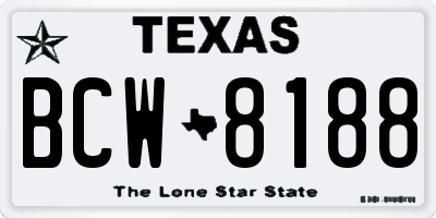 TX license plate BCW8188