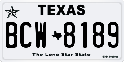 TX license plate BCW8189