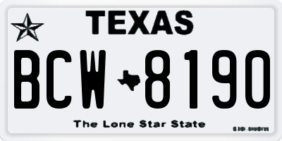 TX license plate BCW8190