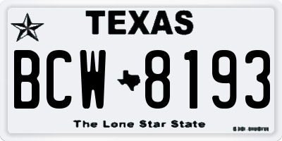 TX license plate BCW8193