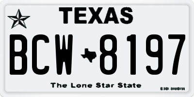 TX license plate BCW8197