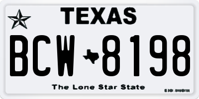 TX license plate BCW8198