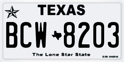 TX license plate BCW8203