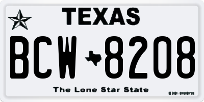 TX license plate BCW8208