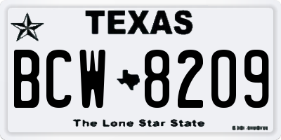 TX license plate BCW8209
