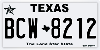 TX license plate BCW8212