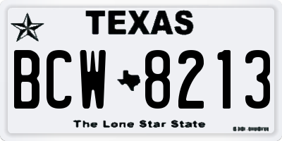 TX license plate BCW8213