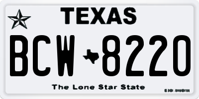 TX license plate BCW8220