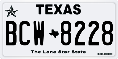 TX license plate BCW8228