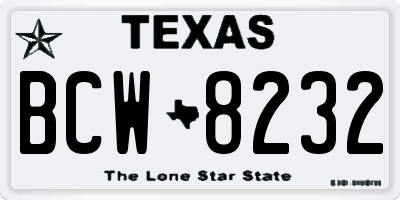 TX license plate BCW8232