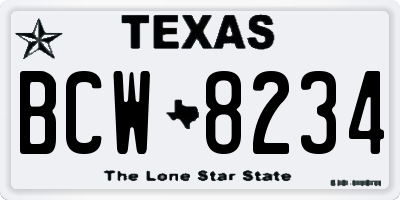 TX license plate BCW8234