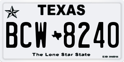 TX license plate BCW8240