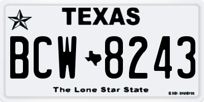 TX license plate BCW8243