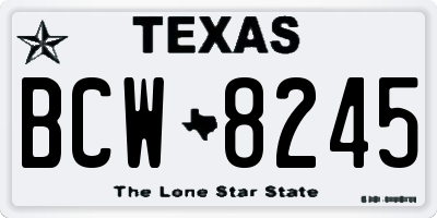 TX license plate BCW8245