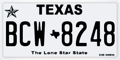 TX license plate BCW8248