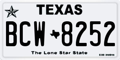 TX license plate BCW8252