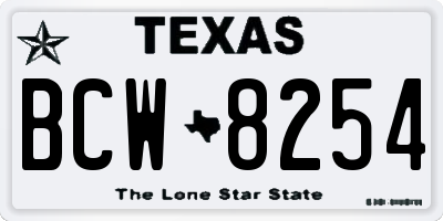 TX license plate BCW8254