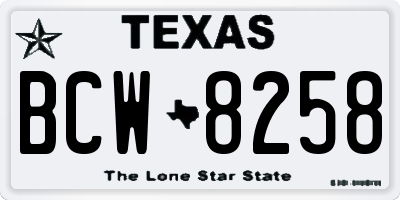 TX license plate BCW8258