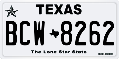 TX license plate BCW8262