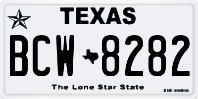 TX license plate BCW8282