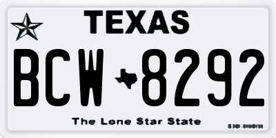 TX license plate BCW8292