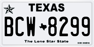 TX license plate BCW8299