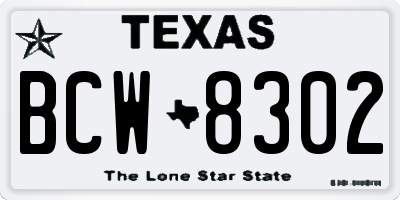 TX license plate BCW8302