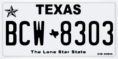 TX license plate BCW8303