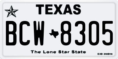 TX license plate BCW8305