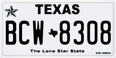 TX license plate BCW8308