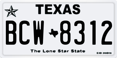 TX license plate BCW8312